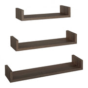Set di 3 Mensole da Muro, Mensole Muro Design, Mensola da Parete, Noce Segato, 60x8 p15,5 cm, 50x8 p15,5 cm e 40x8 p15,5 cm - Calamita