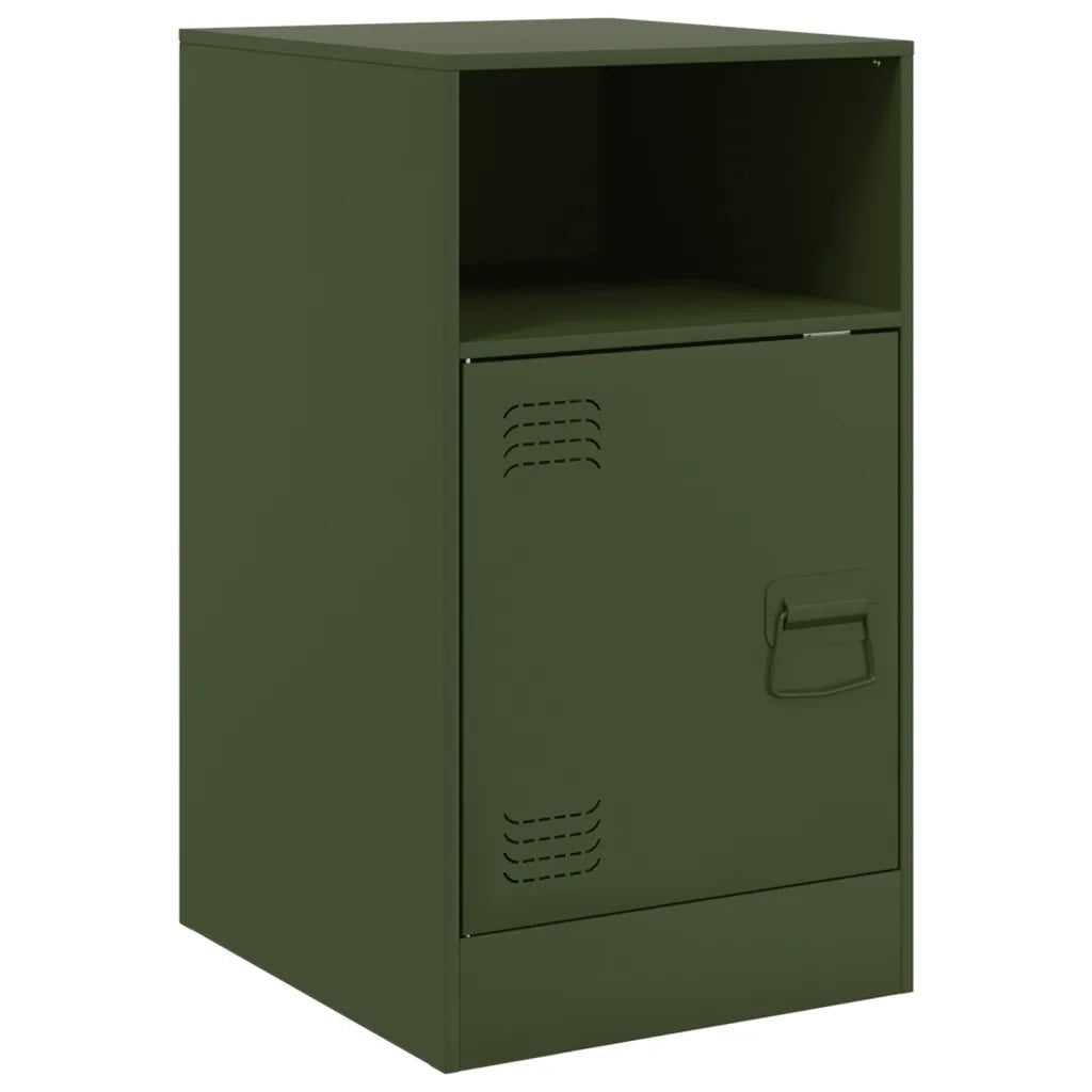 Comodini 2 pz-Set di 2 Tavolino da notte Verde Oliva 34,5x39x62 cm in Acciaio 782369