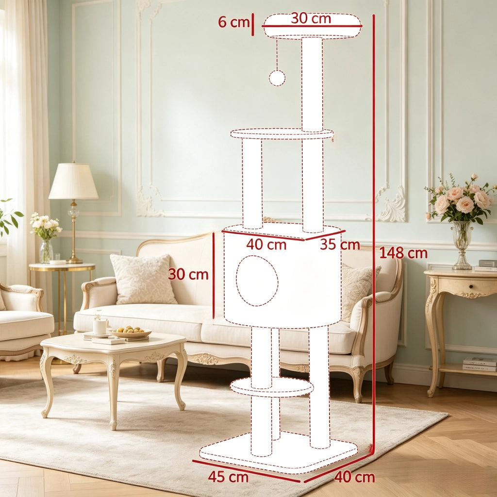 TIRAGRAFFI per gatti 45x40x148 cm Beige in truciolato e peluche