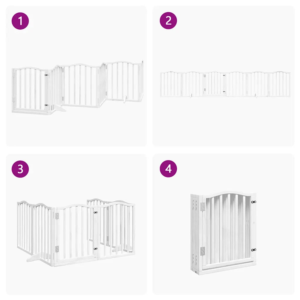 Cancello Cani Porta Pieghevole Bianco 6 Pannelli 300 cm Pioppo CFW4715607
