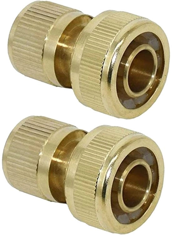 Connettore per tubi 19 mm in ottone - Serraggio rapido per tubi - Connettore per tubi da giardino - Duraturo e impermeabile - Installazione facile - 2 pezzi - Connettore per tubi