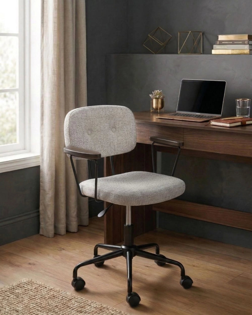 Sedia da ufficio tradizionale in tessuto girevole regolabile grigio chiaro stile moderno home office