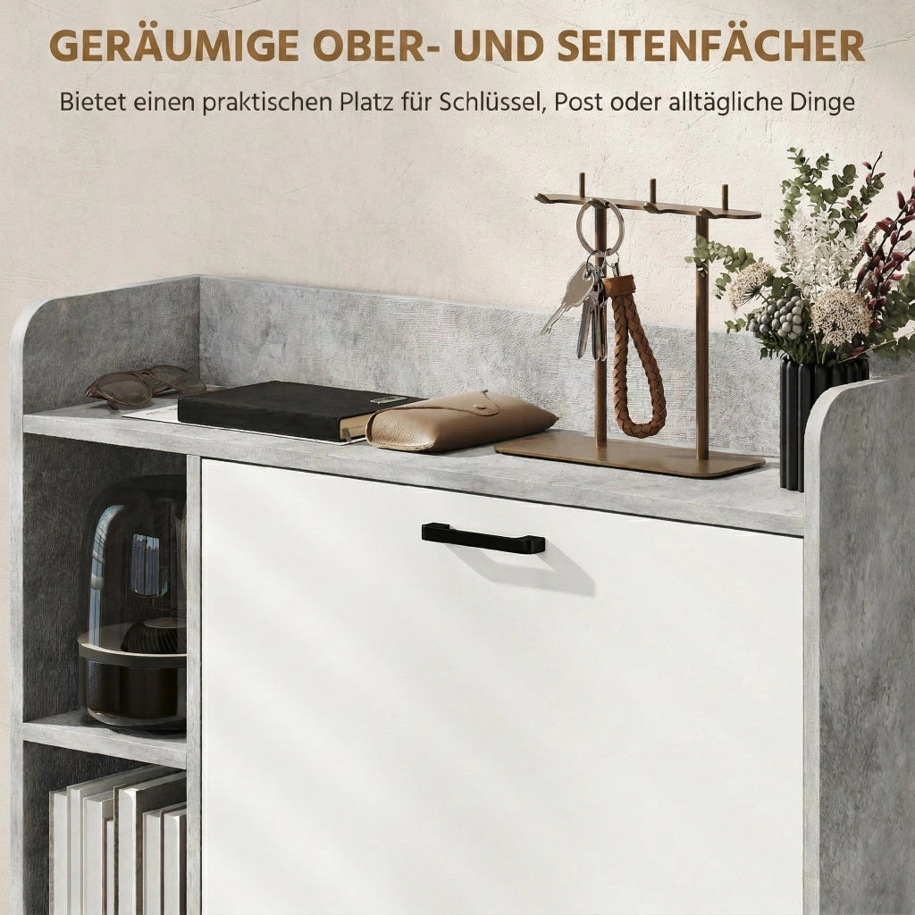 Scarpiera Moderna con 2 Cassetti ¨C Zephmum ¨C Bianco Grigio 83x24x90,5cm