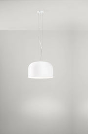 Sospensione in Vetro Bianco Opale e Metallo Verniciato Diametro 40 cm, Attacco E27, Stile Moderno e Minimalista per Interni, Classe I - Perenz