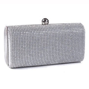 Mini borsa clutch con strass lampeggianti, argento
