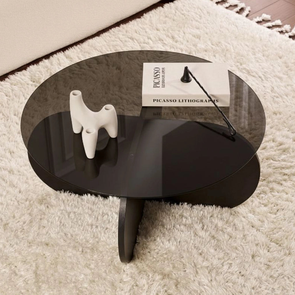 Cugnoli, Tavolino da Salotto Forma Rotondo, 75x75x35h cm Nero