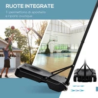 Canestro da Basket da Esterno con Supporto e Altezza Regolabile in Acciaio, 73x49x194-249 cm