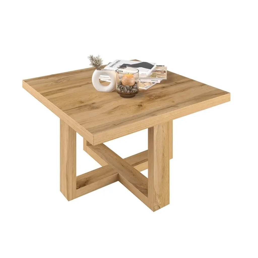 Tavolino da salotto design forma quadrata collezione COXI colore rovere.