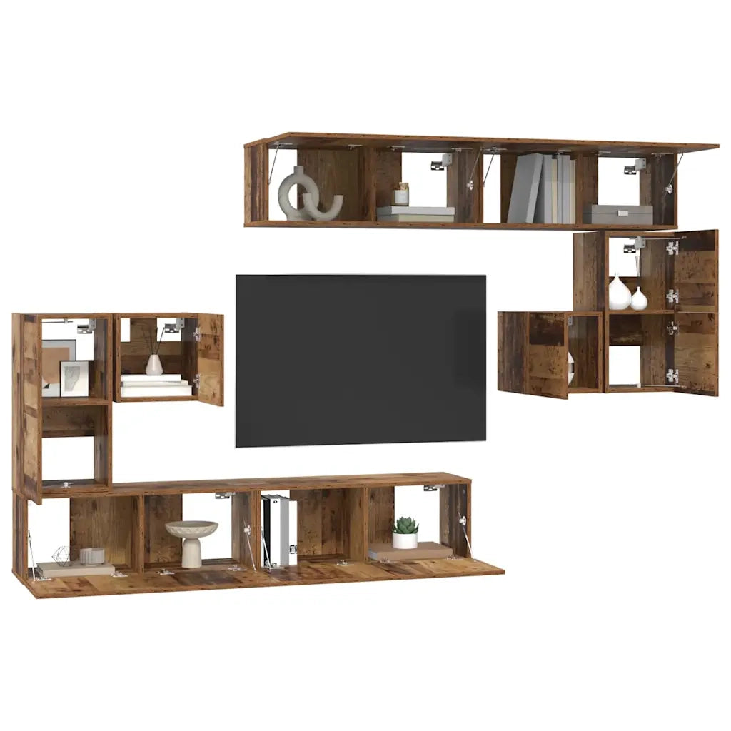 vidaXL Set mobile TV 8 pcs Legno vecchio Media 30.5 x 30 x 30 cm