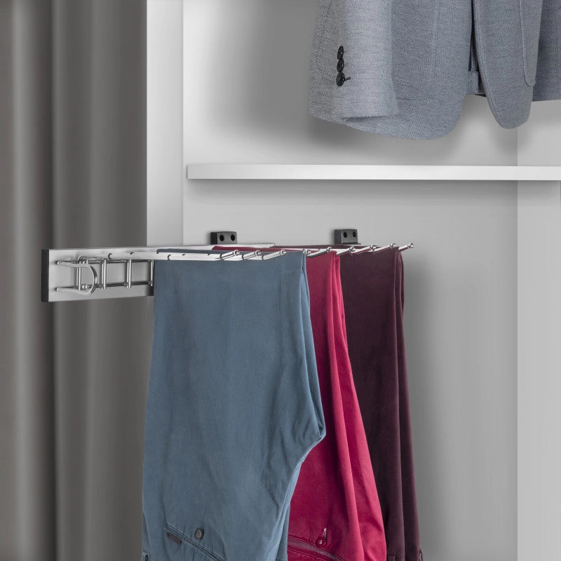 Portapantaloni con montaggio laterale per armadio Self, mano destra, Acciaio, Tecnoplastica e Alluminio, Cromato lucido