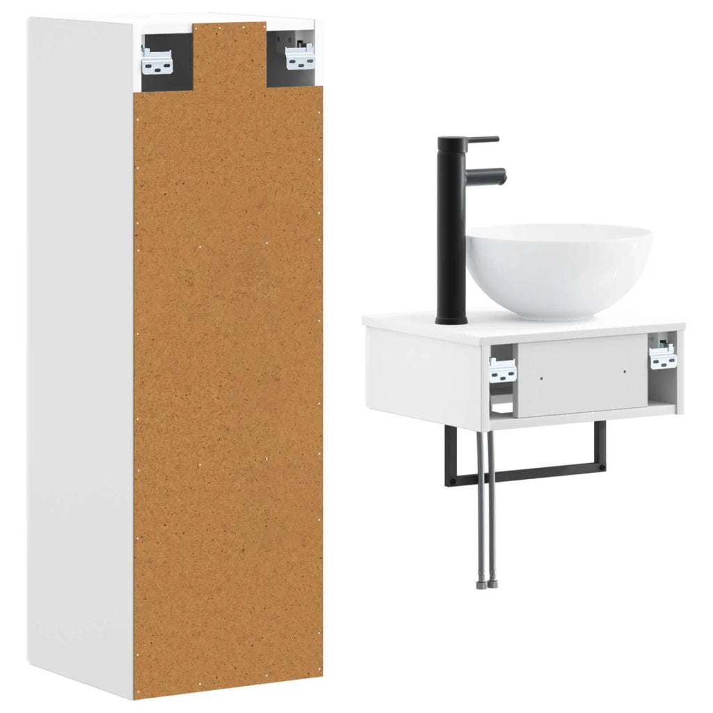 Set di mobili per il bagno 2 pz Bianco Lucido 3406097