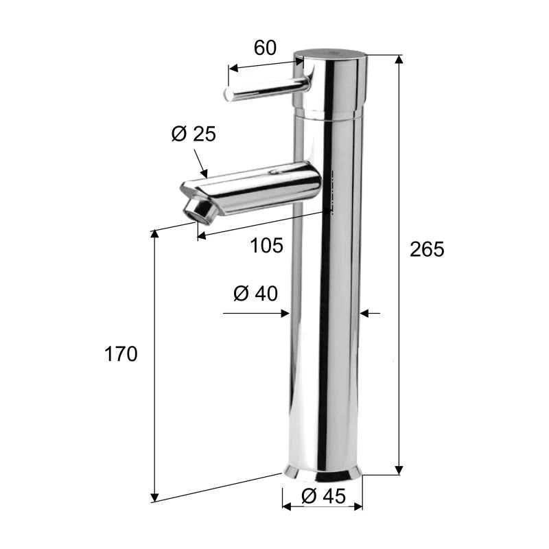 Rubinetto lavabo alto senza scarico ideale per i moderni lavabi da appoggio. suvi, daniel rubinetterie