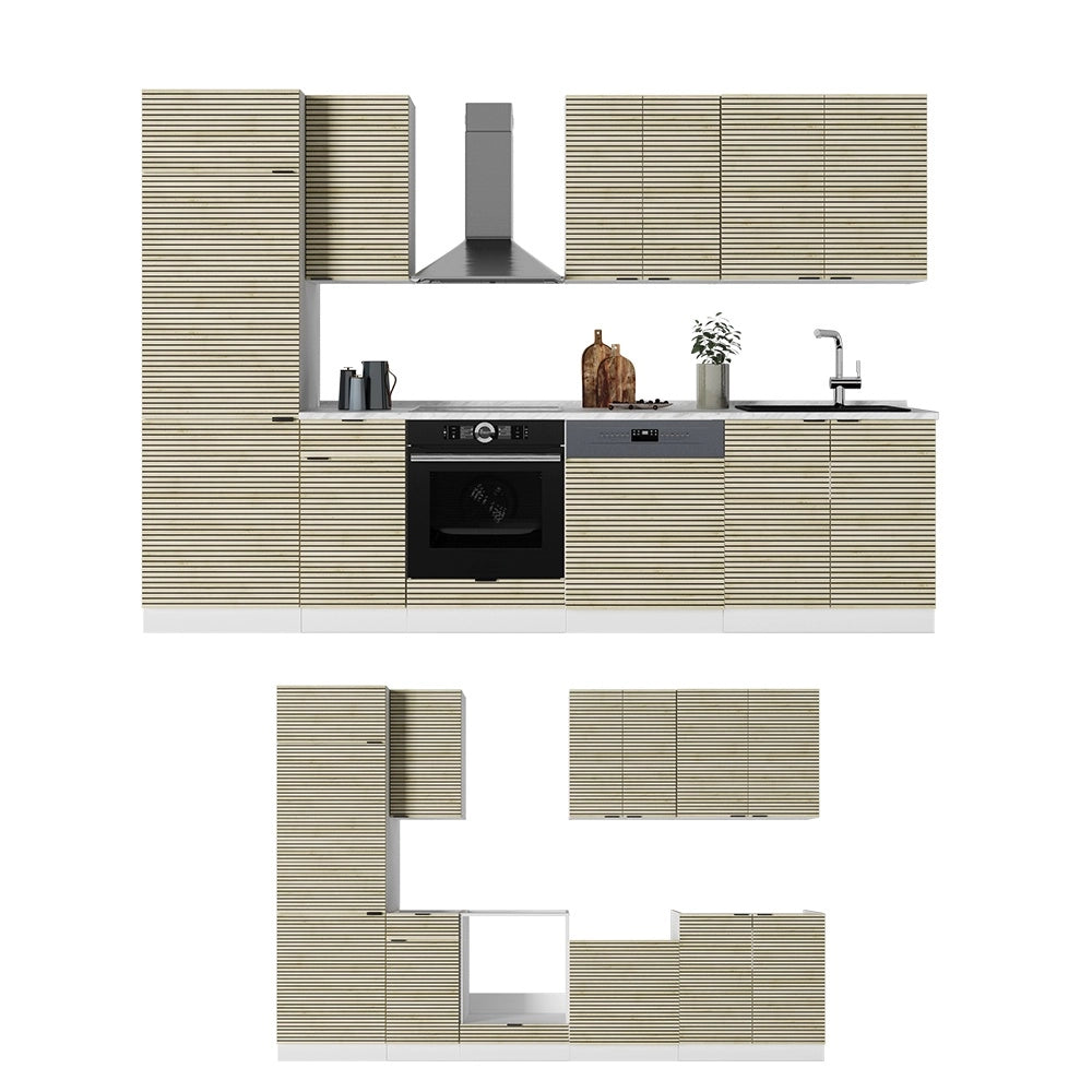 Cucina componibile Fame-Line Pannello in quercia/Bianco 300 cm, PL Rovere Vicco