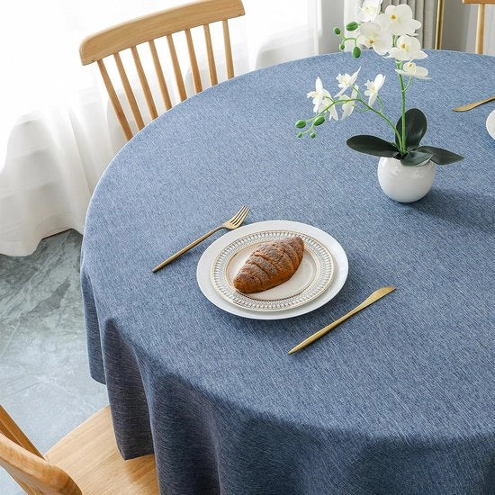 Tavolo Rotondo con Copertura in Tela Lenzuola - Diametro 120 cm, Blu