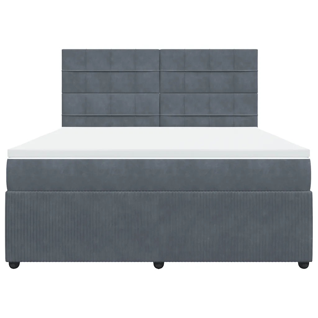 Giroletto a Molle con Materasso Grigio Scuro 180x200 cm Velluto