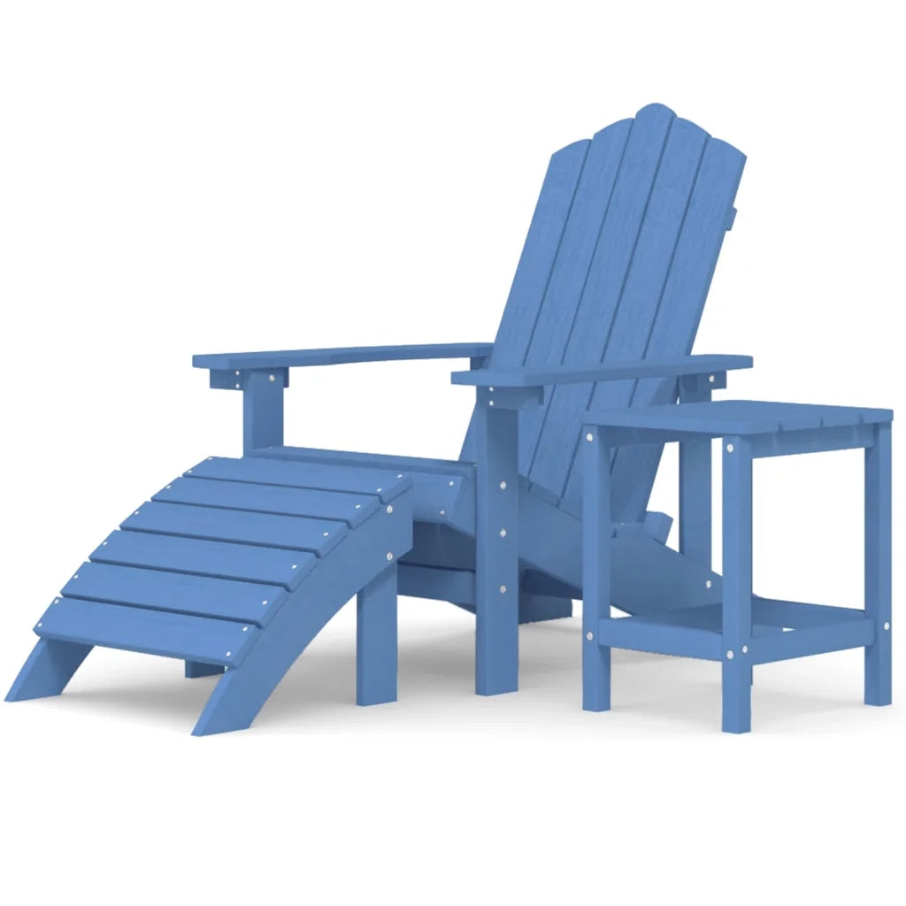 Sedia Giardino Poggiapiedi e Tavolo Adirondack HDPE Blu Acqua cod mxl 6760