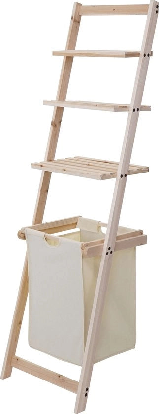 Scala a pioli MCW-B59, piolo a pioli in legno per bagno scala a pioli per bagno, dimensioni 152x41x35cm 39l