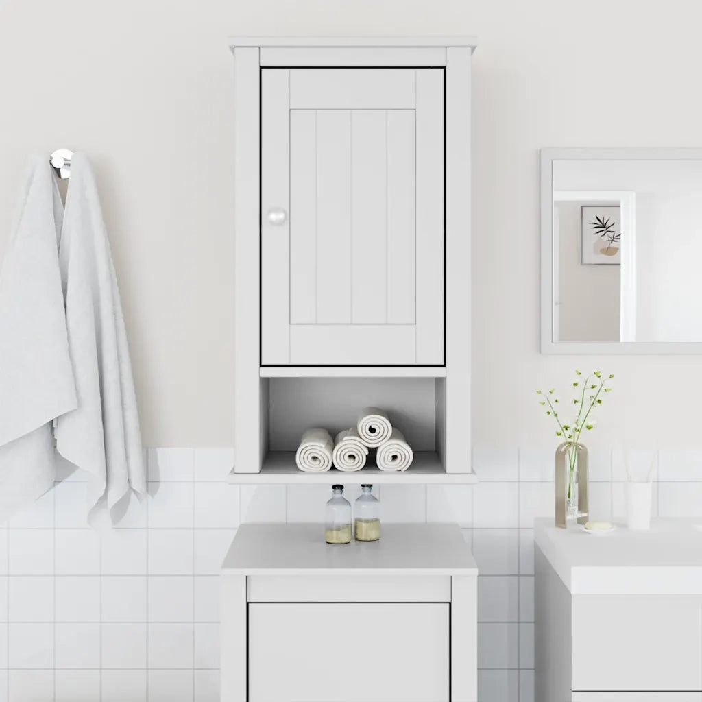 Mobile da Bagno | Armadio da bagno a Muro BERG Bianco 40x27x71,5 cm Massello Pino