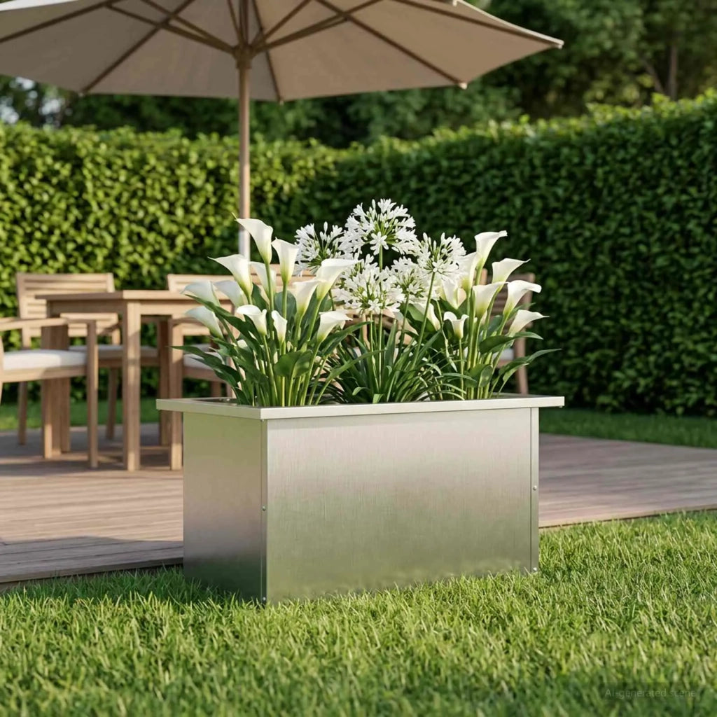 Fioriera da giardino con LED Argento 30 x 60 x 30 cm 8008092