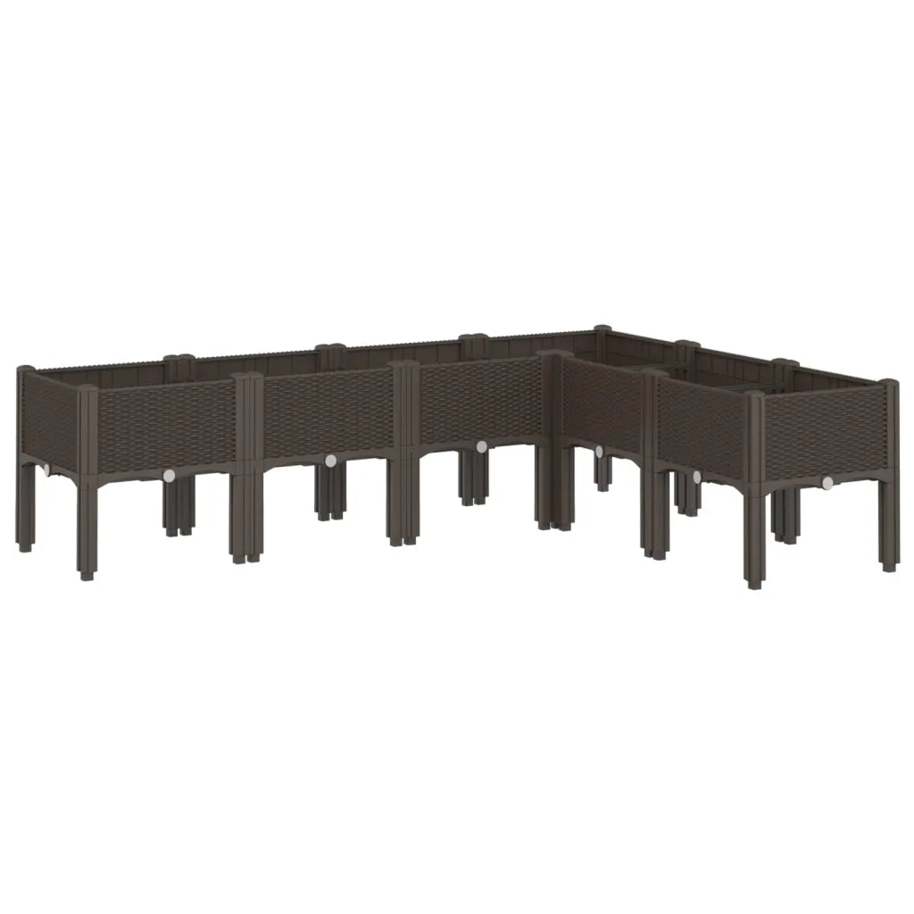 Fioriera da Giardino con Gambe Marrone 160x120x42 cm in PP 367910