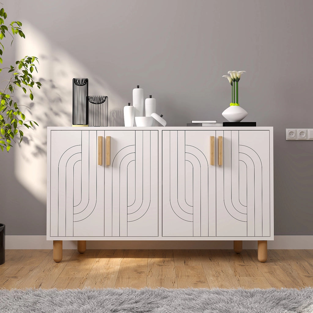 Credenza in legno "Rodney" - 120 x 29 x 73 cm - Bianco