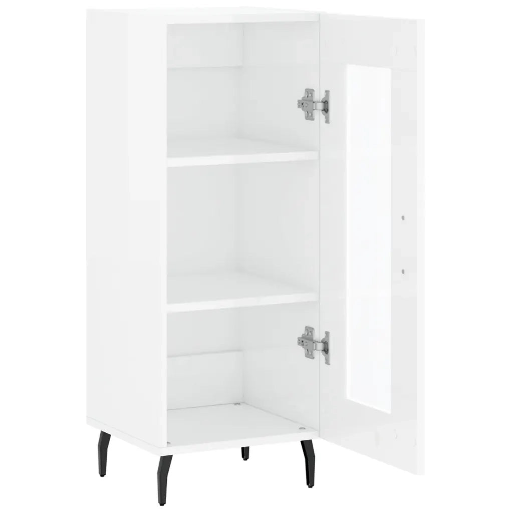 Credenza | Madia | Buffet da pranzo | Armadio da pranzo Bianco Lucido 34,5x34x90 cm in Legno Multistrato