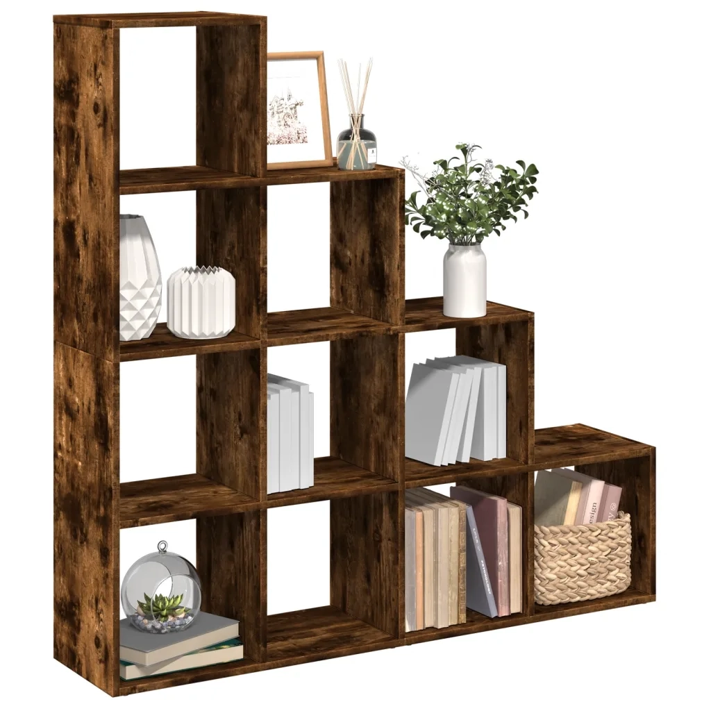 Libreria 4 Ripiani Rovere Fumo 131,5x29x131,5 cm in Truciolato 857971