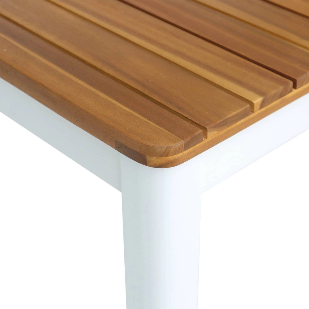 Set tavolo da giardino in acacia con angoli arrotondati con 10 sedie,