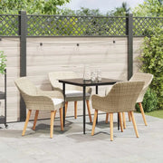 Set da Pranzo per Giardino con cuscino 5 pcs Beige polyrattan 3261692