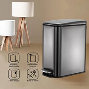 Afvalemmer con coperchio - Rifiuto cucina - Separazione rifiuti - Coperchio chiuso silenziosamente - 5 litri - Nero