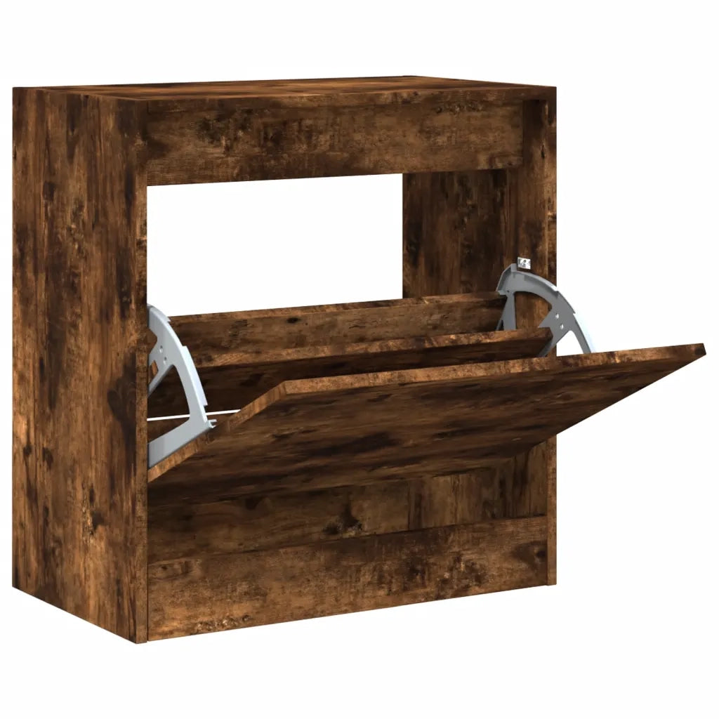 Scarpiera-Scaffale per scarpe Rovere Fumo 60x34x63,5 cm in Legno Multistrato