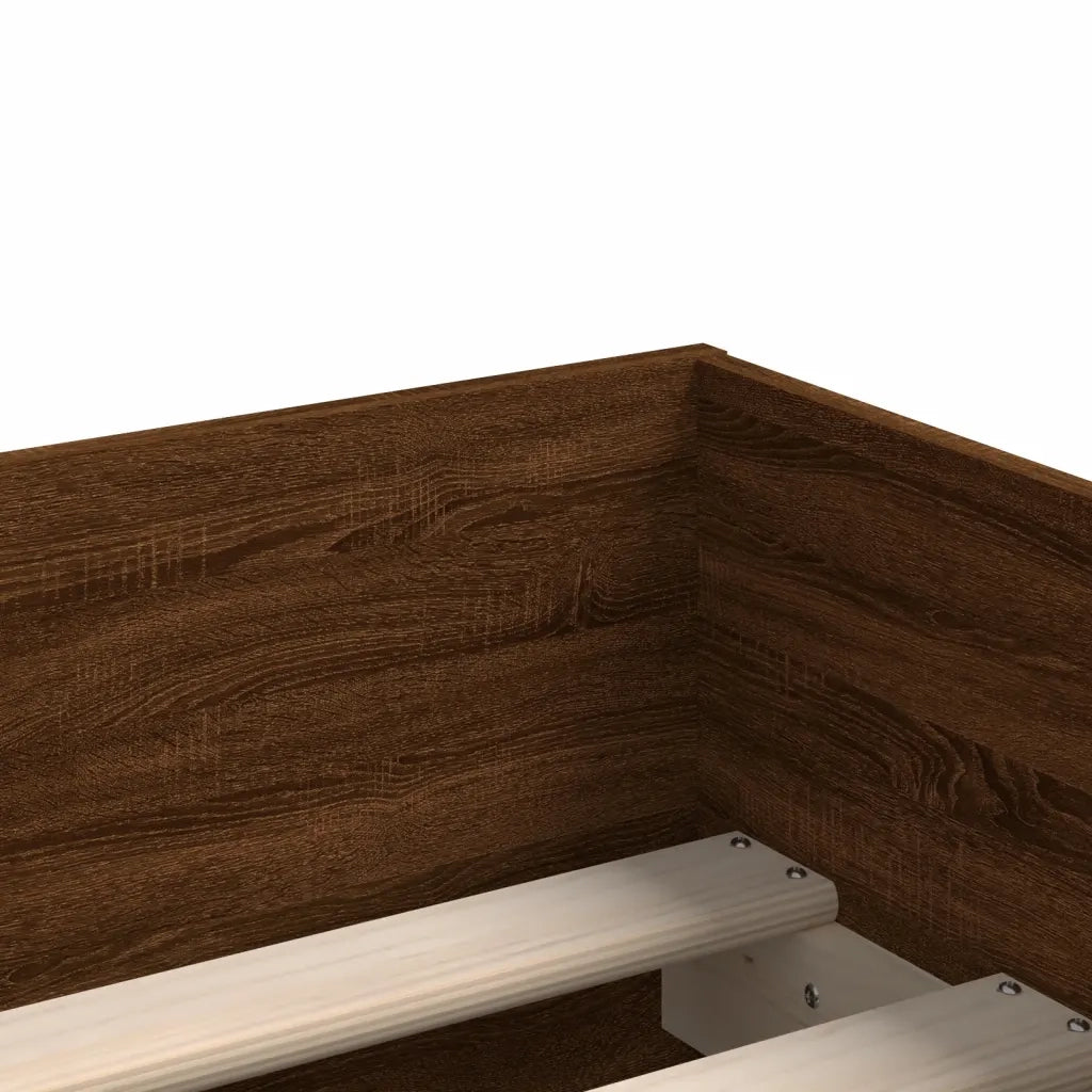 Giroletto con Cassetti-Struttura Letto con contenitore Rovere Marrone 75x190 cm Small Single 865634
