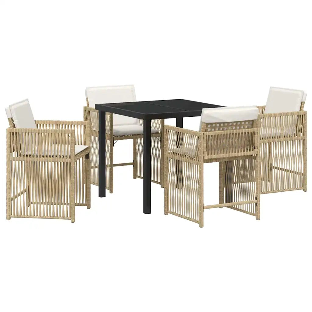 Set da Pranzo per Giardino 5 pcs Beige polyrattan 3380785