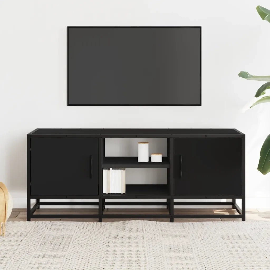 Mobile Porta TV-Mobile per TV-Credenza TV Nero 100x35x41 cm in Truciolato e Metallo