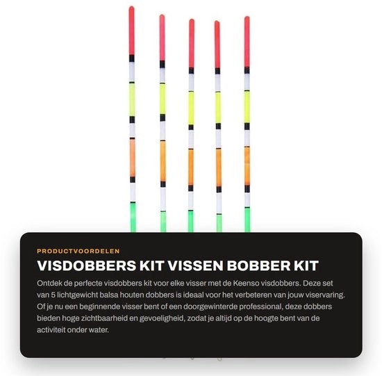 Kit di Visdobbers 5 pezzi - Leggero in Balsa - Alta Visibilità - Bobber per Pesca - Indicatore di Mordita - Attrezzatura da Pesca Professionale