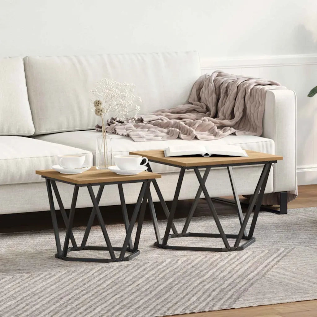 Set tavolini 2 pcs Rovere artigianale 868272