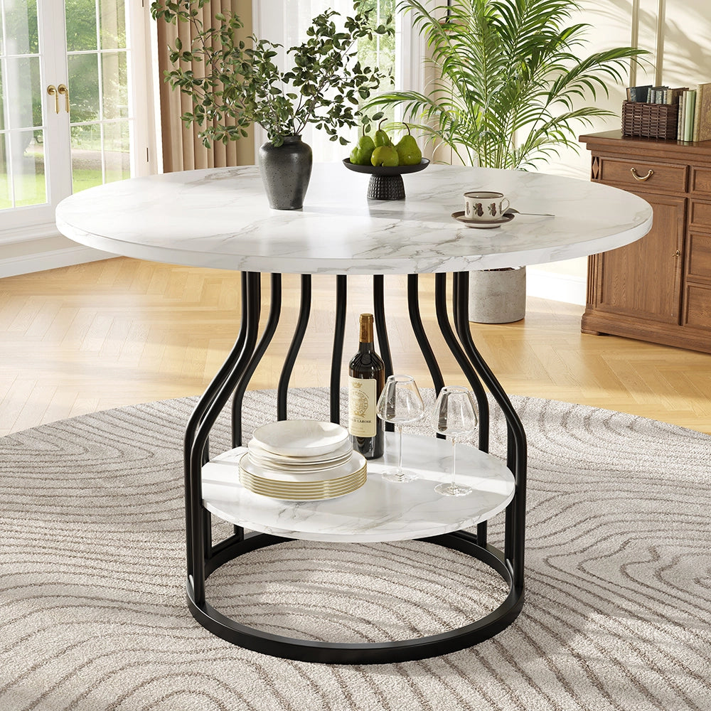 Set tavolo-Xylo-80cm rotondo 4 sedie grigio piedi neri piano marmorizzato