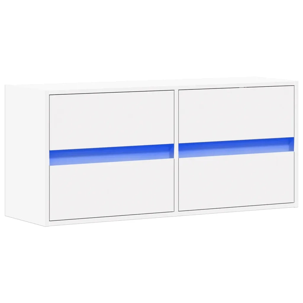 vidaXL Mobile TV a Parete con Luci LED Bianco 100x31x45 cm