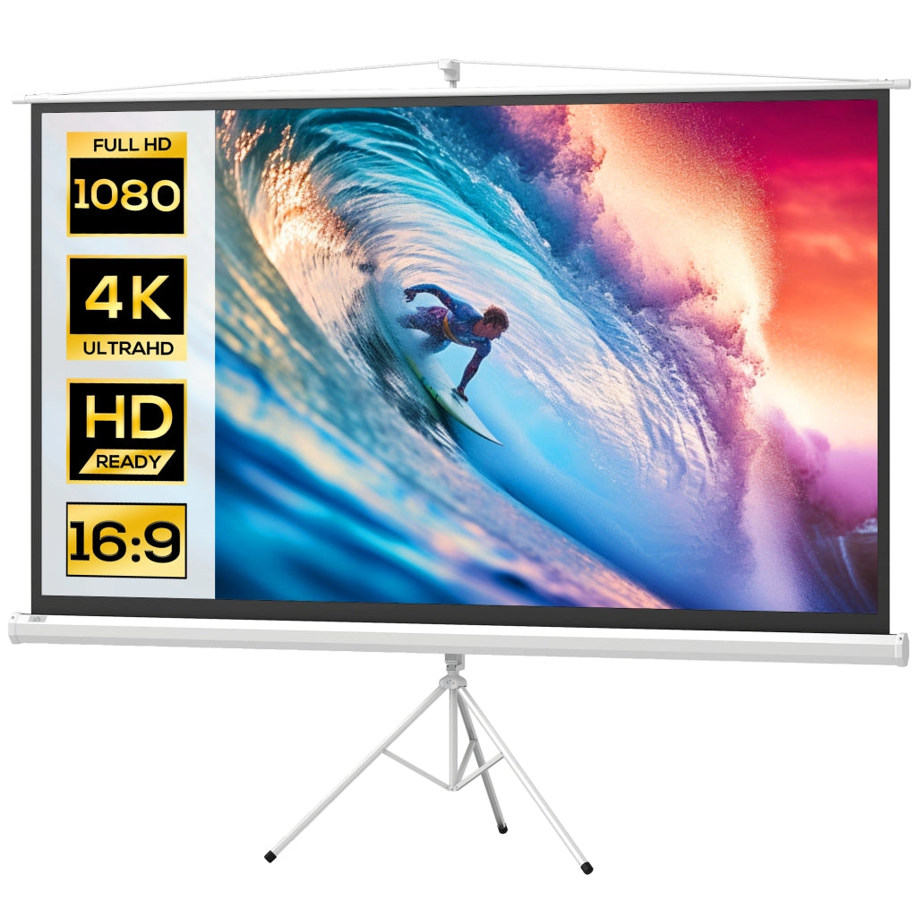 Schermo Proiezione 100 Pollici con Supporto Tripode Regolabile 4K HD 16:9 ¨C zephmum ¨C Bianco