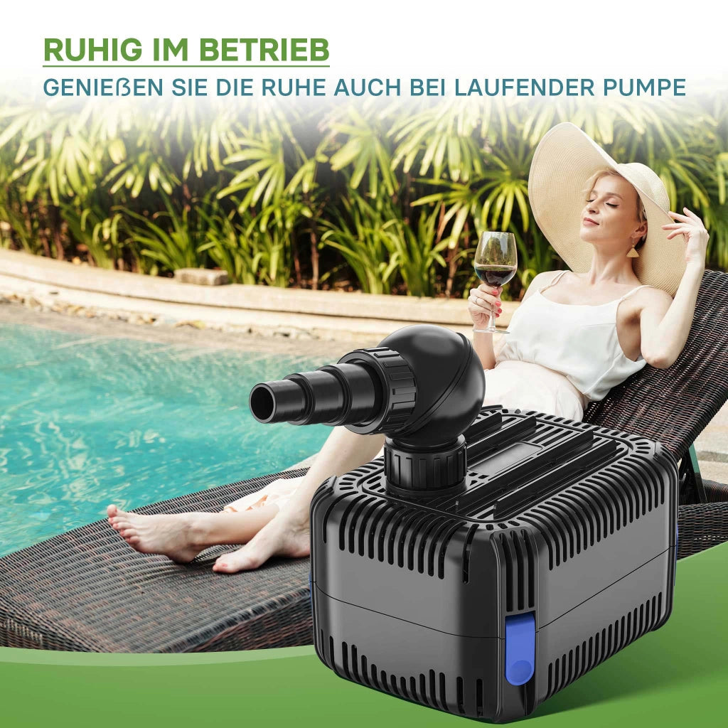 CDF-6000 24V DC Pompa laghetto 6000 l/h 40 W Protezione contro blocco e funzionamento a secco