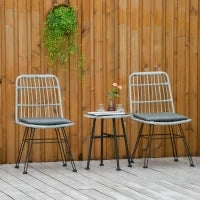 Set Mobili da Giardino 3 Pezzi con Tavolino e Sedie in Rattan PE, Poilestere e Acciaio per Esterni, Grigio