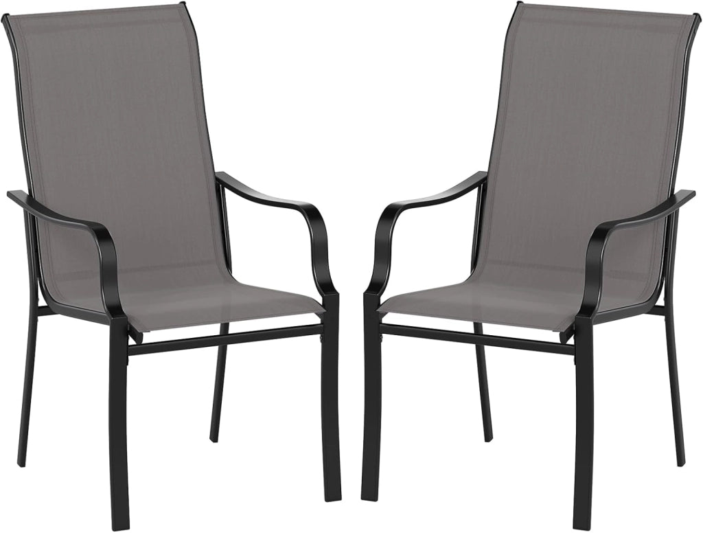 Set di 2/4 Sedie da Pranzo Giardino, Mobile da Pranzo con Schienale Alto, Struttura in Metallo, Poltrona per Esterno Giardio Balcone, Portata 150 kg