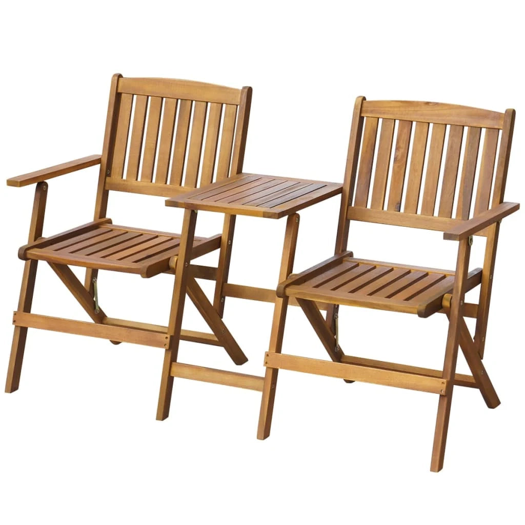 Panca da giardino pieghevole mobili da esterno per patio tavolo da terrazza e tavolo da tè 140 cm legno massello di acacia 02_0011760