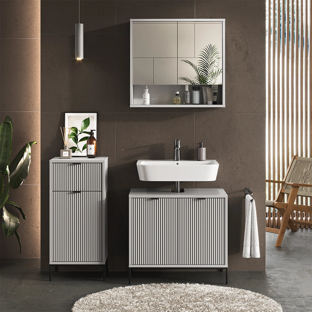 Vicco Set di mobili da bagno Grigio 3 parti