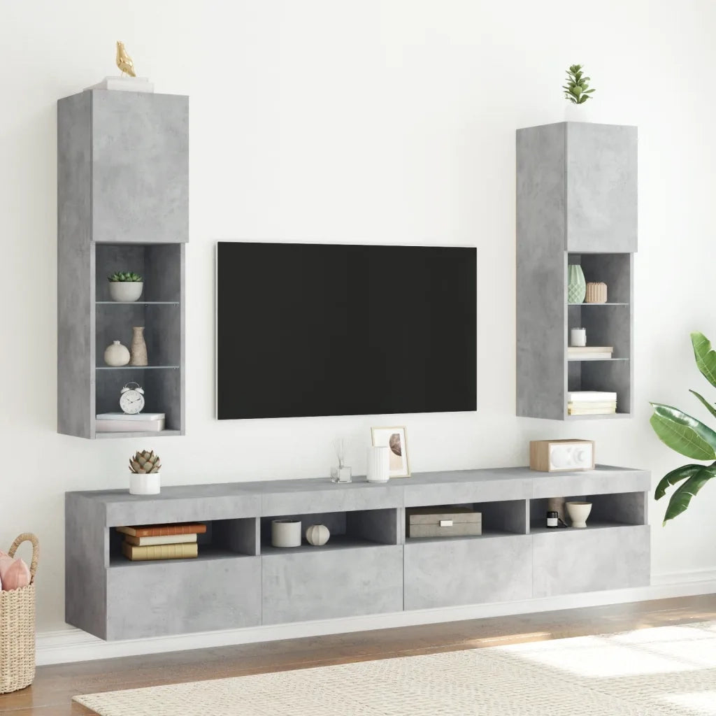 Mobile TV con Luci LED Grigio Cemento 30,5x30x102 cmcod mxl 110104