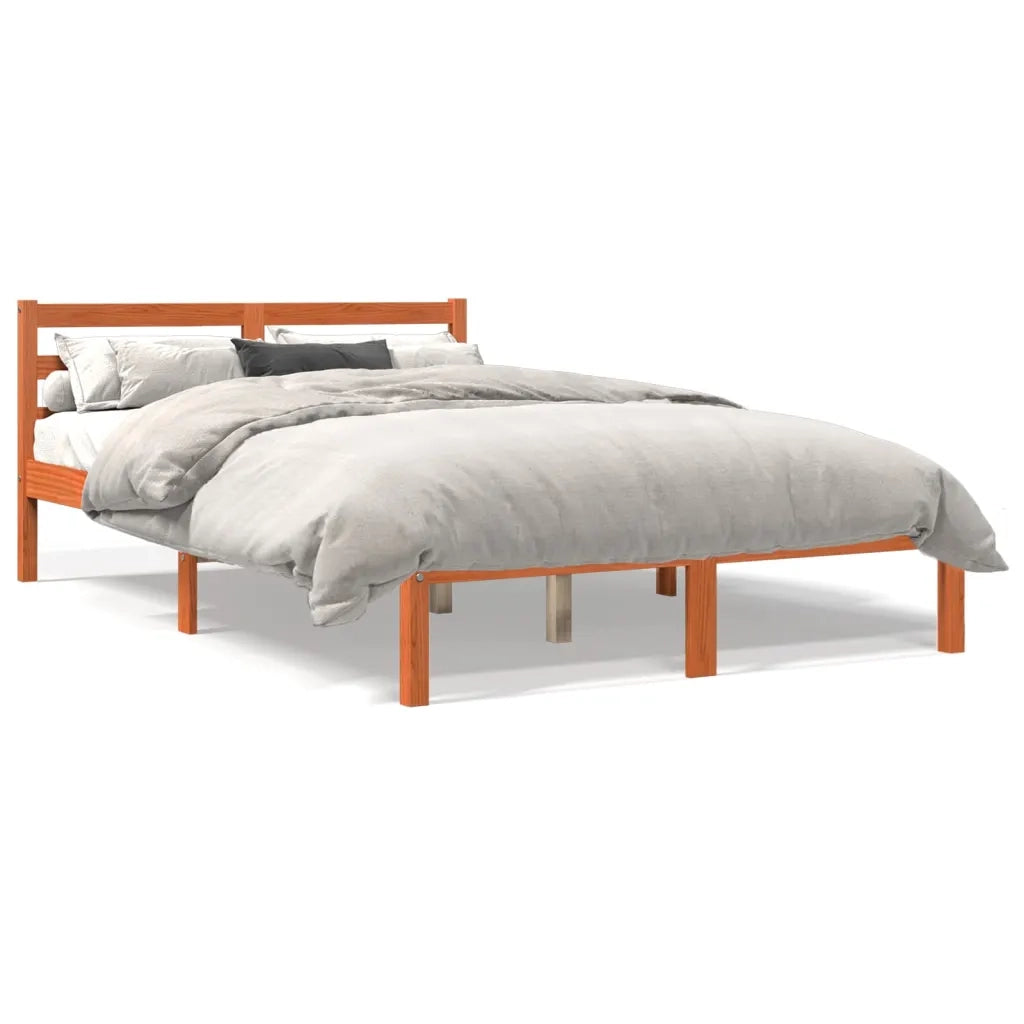 Giroletto senza Materasso-Struttura Letto Marrone Cera 140x200cm Massello Pino 389254