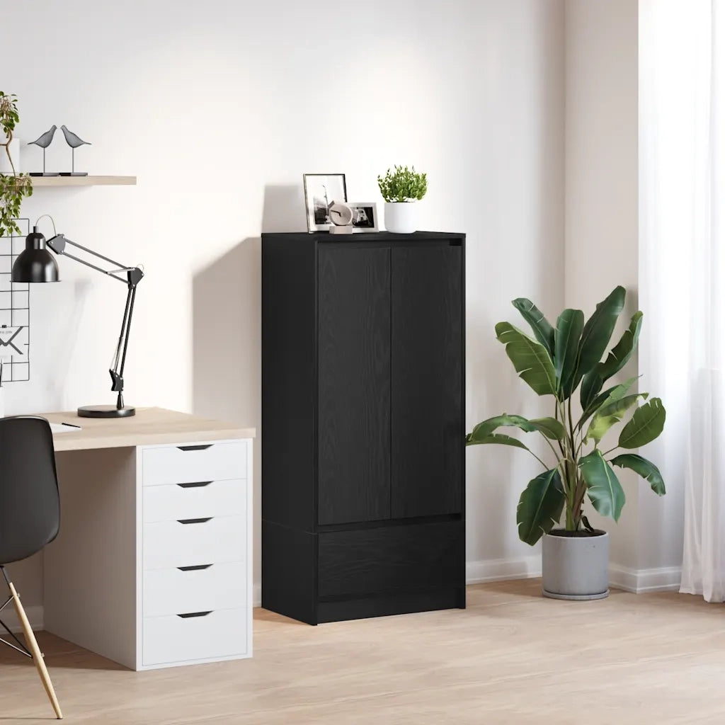 Armadio con Cassetto Rovere Nero 55,5x34x119,5 cm in Truciolato CFW4042516