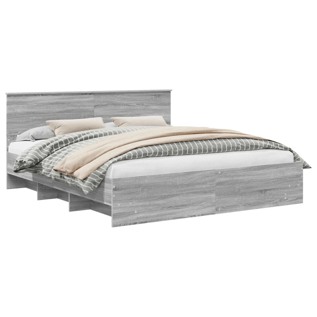Struttura del letto con testiera Grigio Sonoma 200 x 200 cm