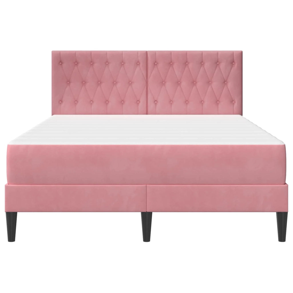 Struttura letto con materasso Rosa 140 x 200 cm Velluto