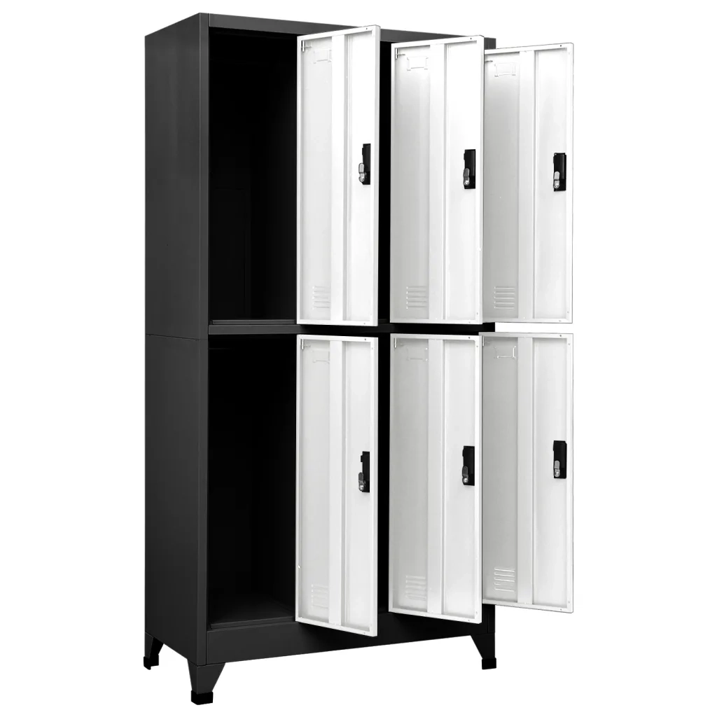 Armadietto moderno con scomparti chiudibili a chiave 90 x 45 x 180 cm acciaio antracite 02_0047013